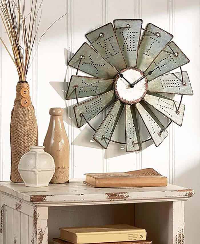 Rustic Farmhouse Windmill Clock