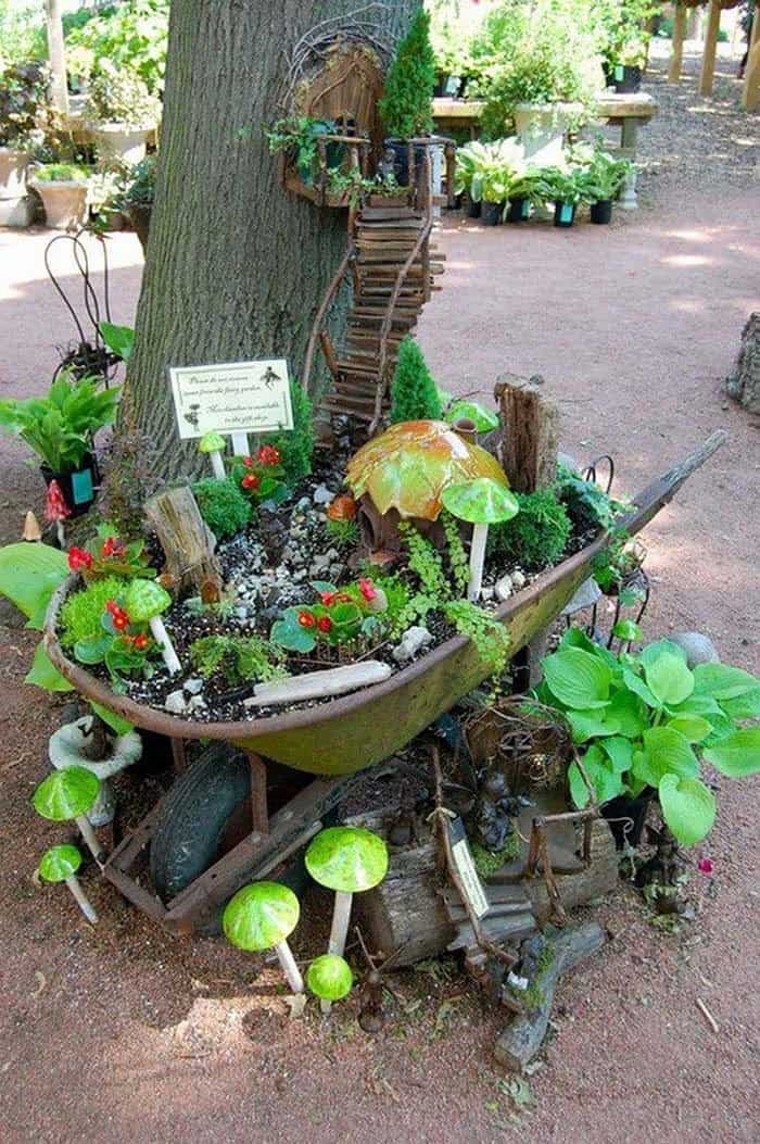 Repurpose a Vintage Wheelbarrow into a Charming Fairy Garden