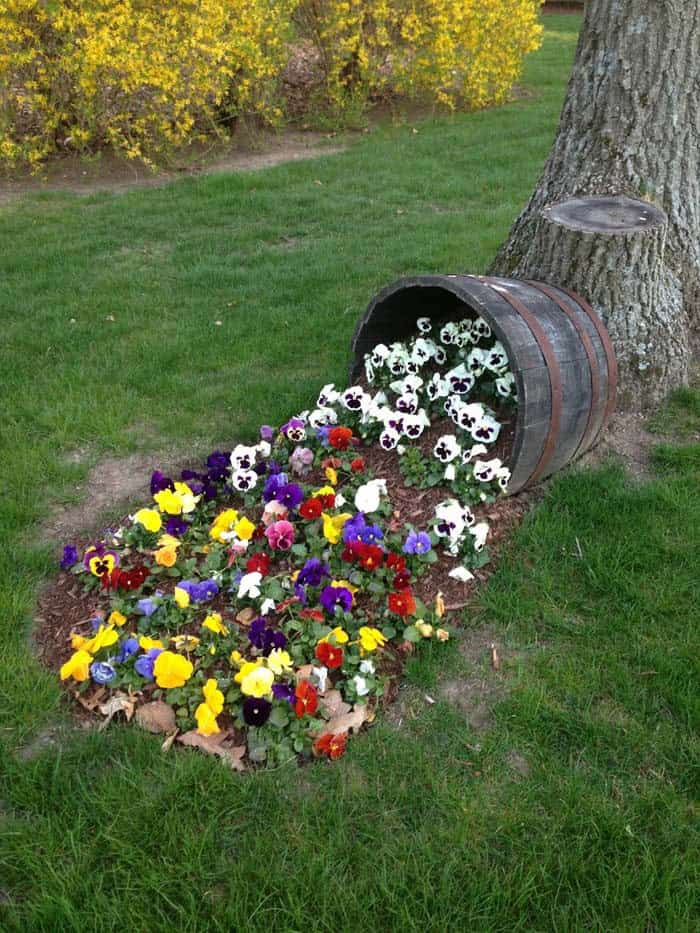 Overflowing Wine Barrel Planter