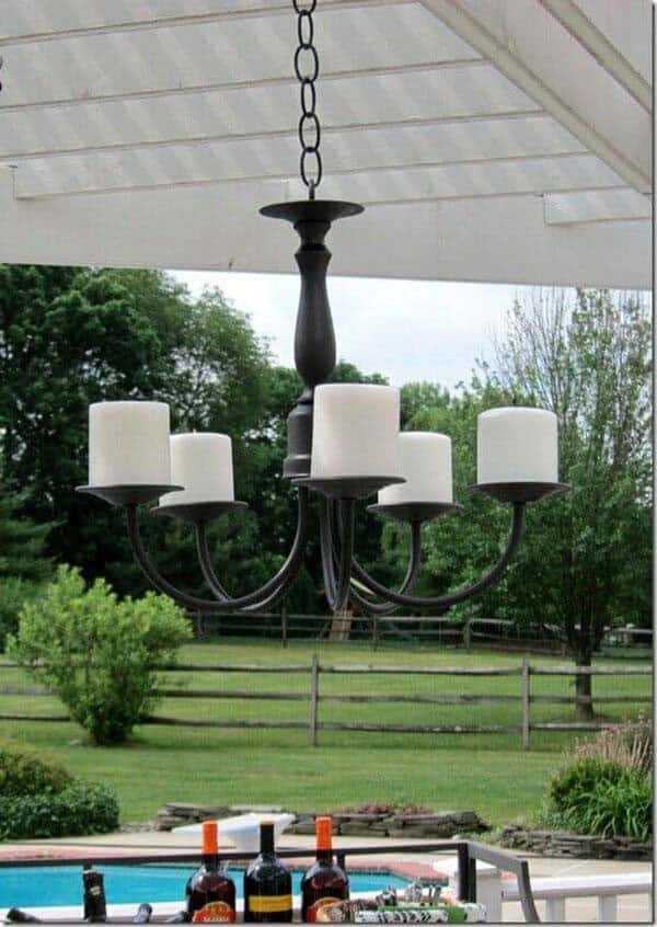 Outdoor Candle Chandelier Adds Illuminated Elegance