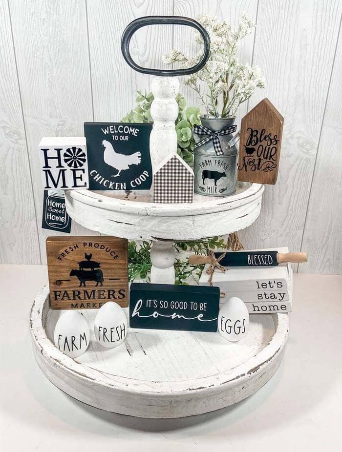 Farm Vignette on a Tiered Tray