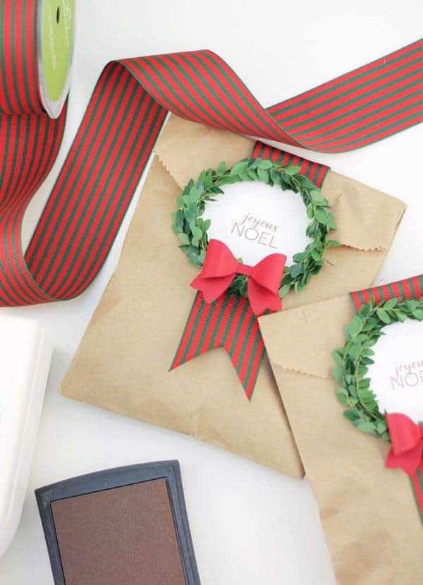 Close Your Gift Bags with Festive Wreaths