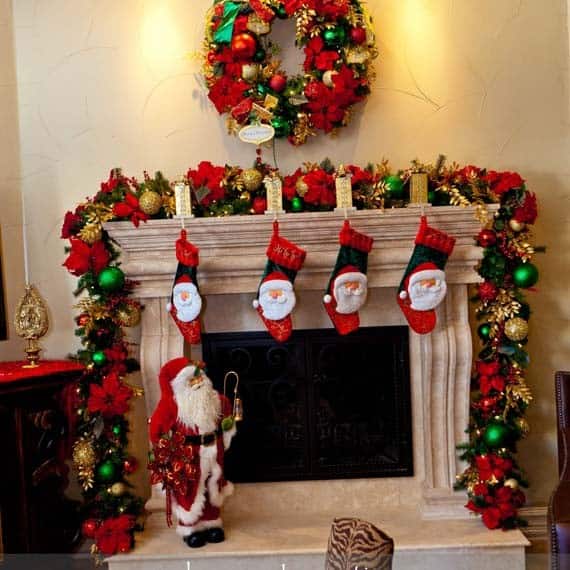 Poinsettias And Santa Stockings