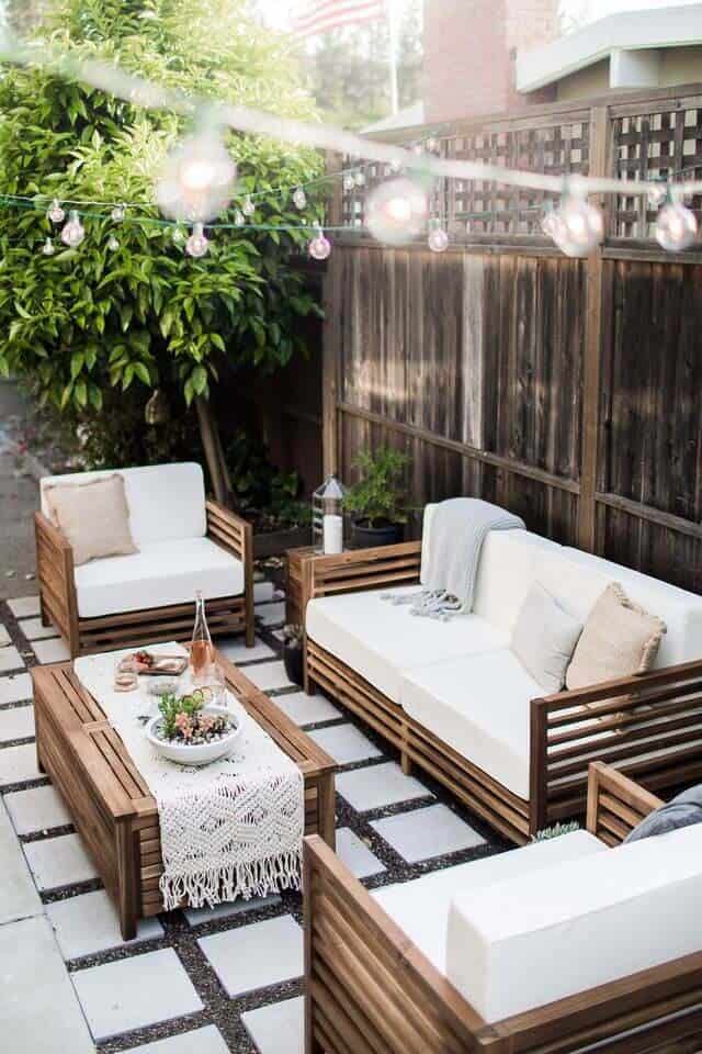 Globe Lights Glow Over Modern Patio Set