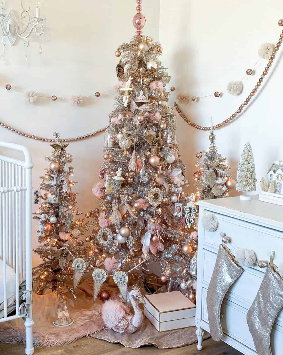 Rose Gold And Silver Christmas Decor