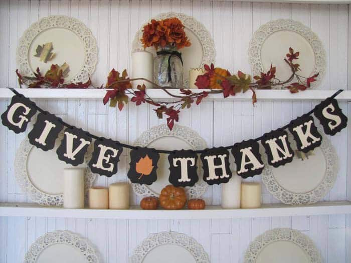 Rustic Elegance with Black Mantel Thanksgiving Banner