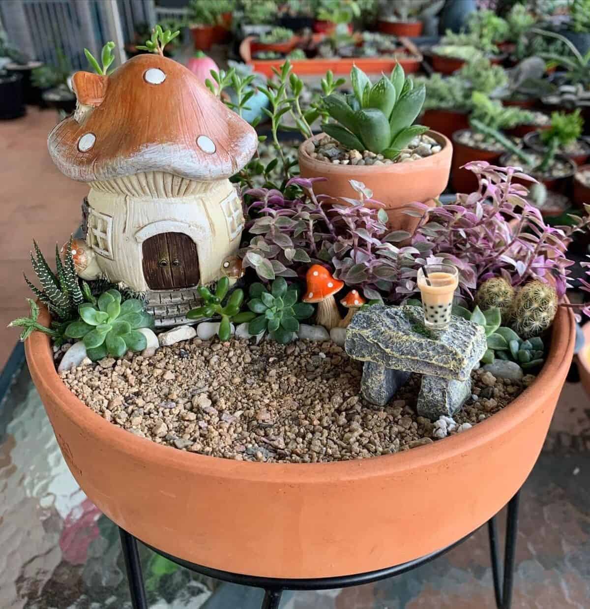 Mushroom House Fairy Garden