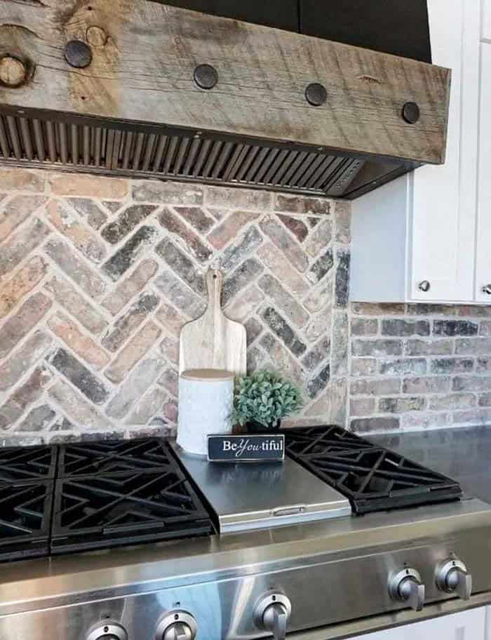 Brick Herringbone Backsplash