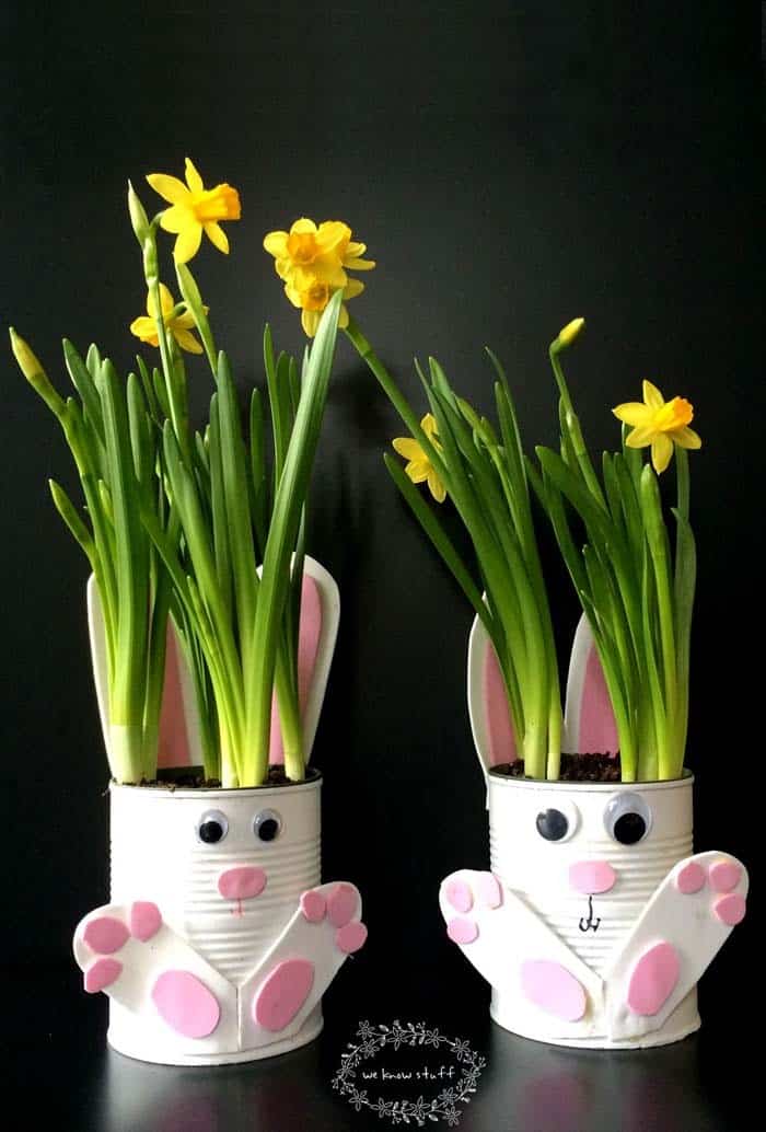 Create Adorable Bunny Planters with Recycled Tin Cans