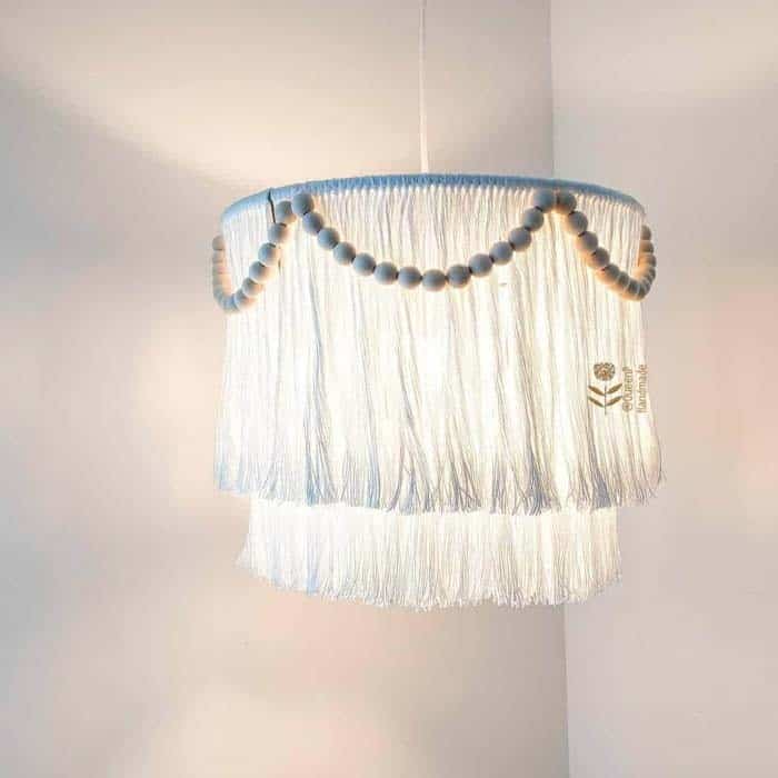 Tiered Macramé Fringe Hanging Lamp