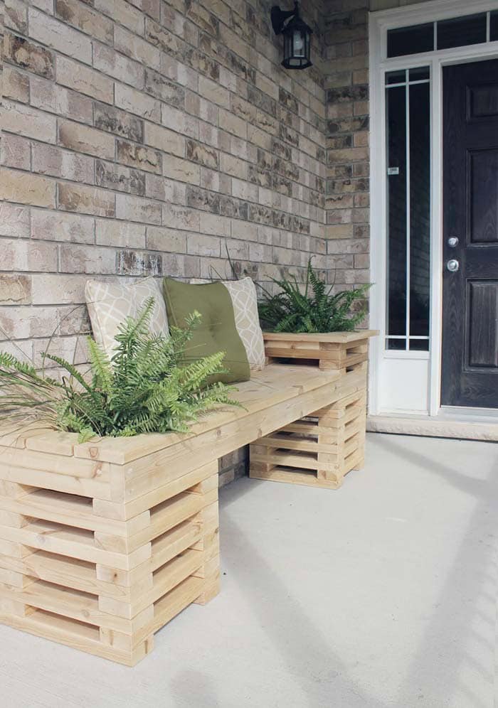 Build a Wooden Planter with Bench Garden Centerpiece