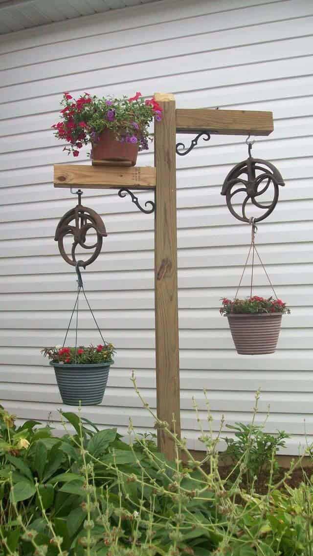 Elevate Plant Hangers With Vintage Wheels