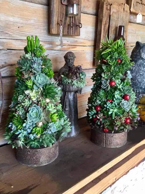 Craft Rustic Succulent Trees for Mantel with Chicken Wire