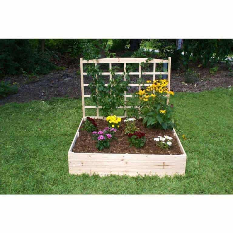 Solid Fir Wood Raised Garden Bed with Trellis