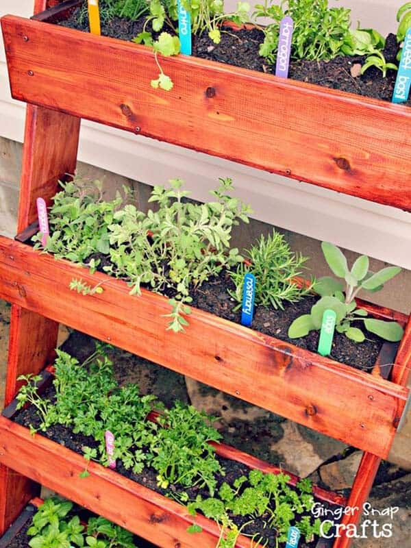 Wood Container Trough Herb Planter