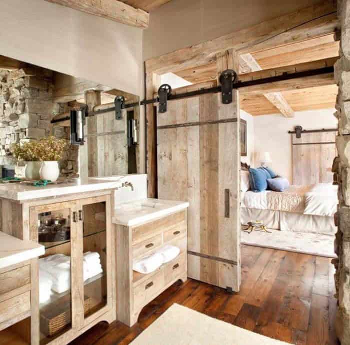 Wood And Stone Combines In Cabin Chic Bath