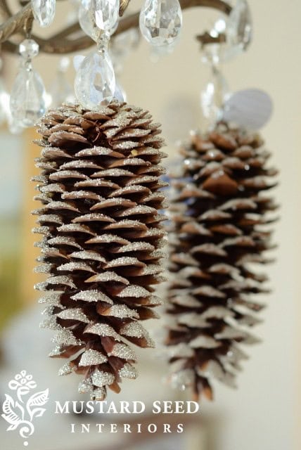 Decorate Pine Cones into Snowy Ornaments