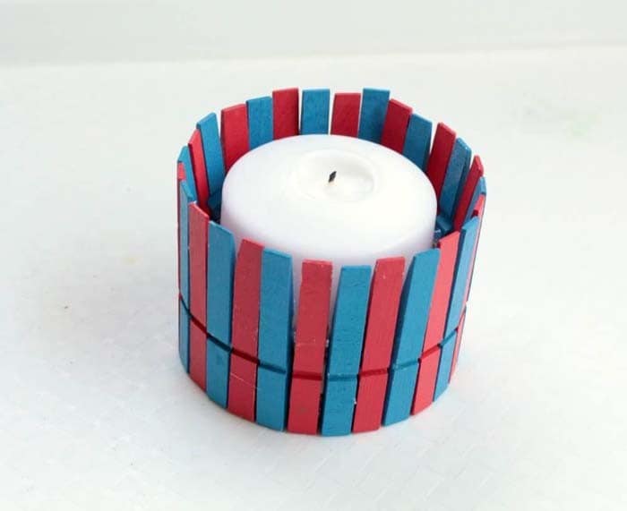 Turn Wood Clothespins Into Coastal Candle Holder