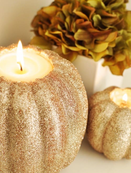 Light Up Home with an Elegant Glitter Pumpkin Candleholder