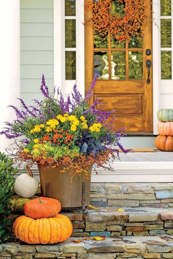 Celebrate Autumn with a Copper Metal Pumpkin Arrangement