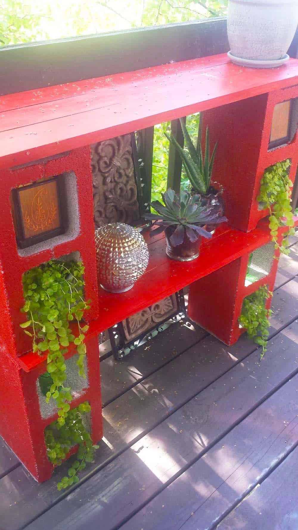 Upcycled Cinder Block Console