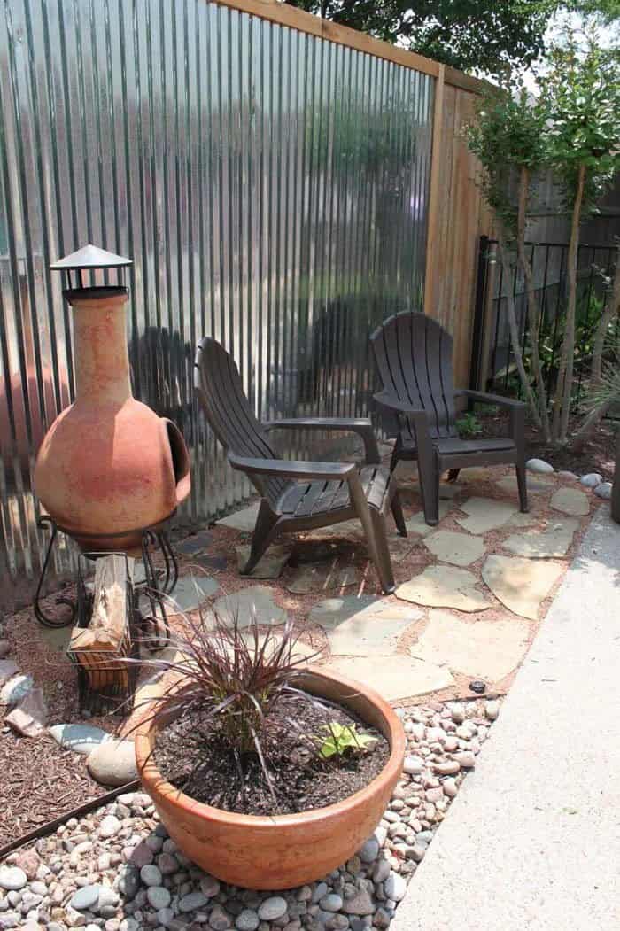 Roofing Tin Becomes Outdoor Accent Wall