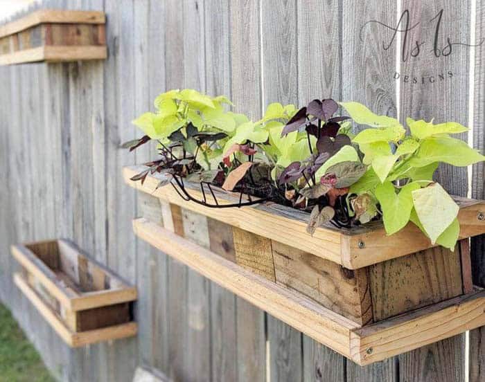 Scrap Wood Fence Mounted Planters