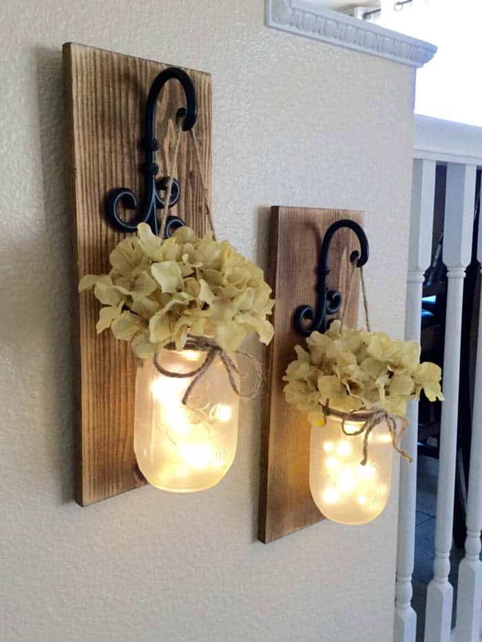 DIY Hanging Fairy Light Flower Holders