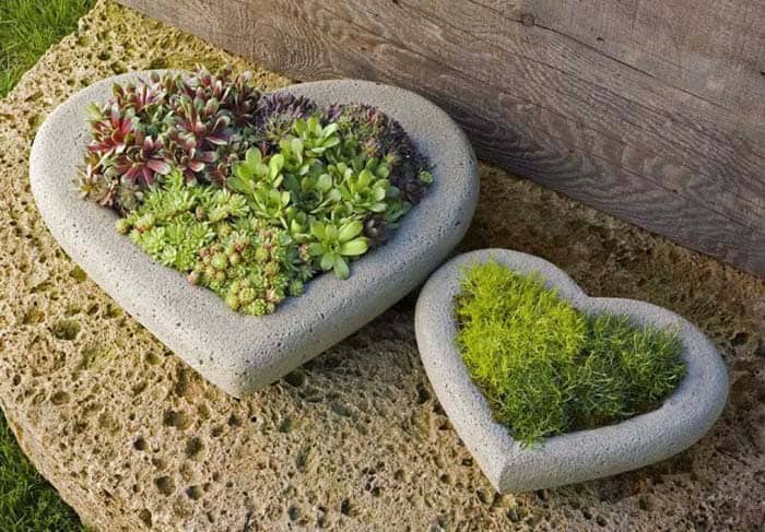 DIY Mini Garden with Heart-Shaped Stones