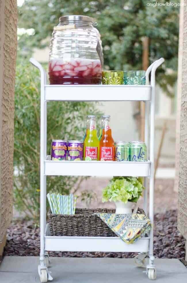 3 Tier Rolling Bar Cart