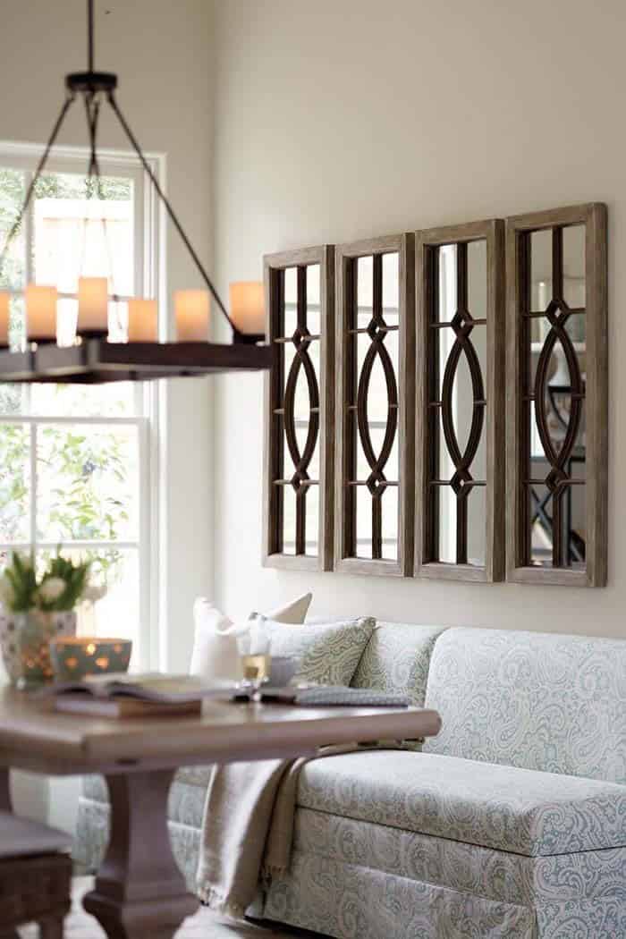 Rustic Mirror Set Adds Traditional Charm to Living Room