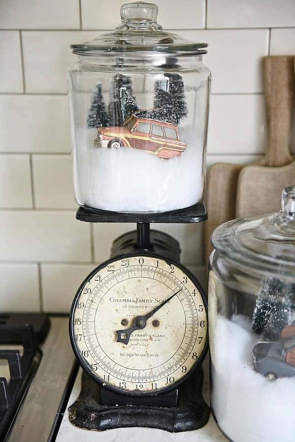 Adorn a Vintage Kitchen Scale with a Mason Jar Snow Globe