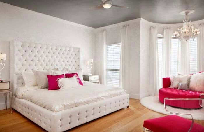 Relax in a Luxurious Pink and White Bedroom Design