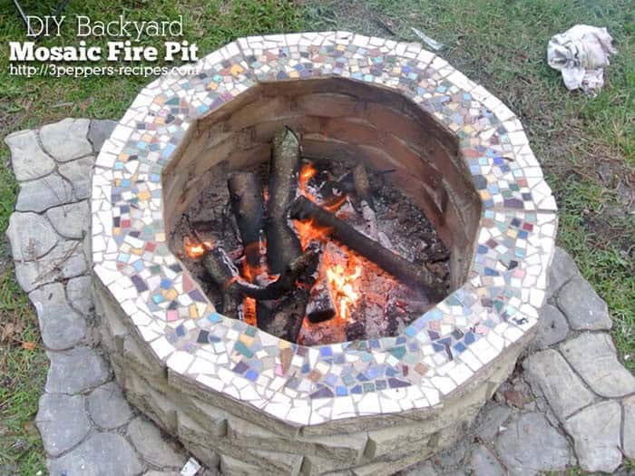 Make a Colorful Mosaic Fire Pit in Your Yard