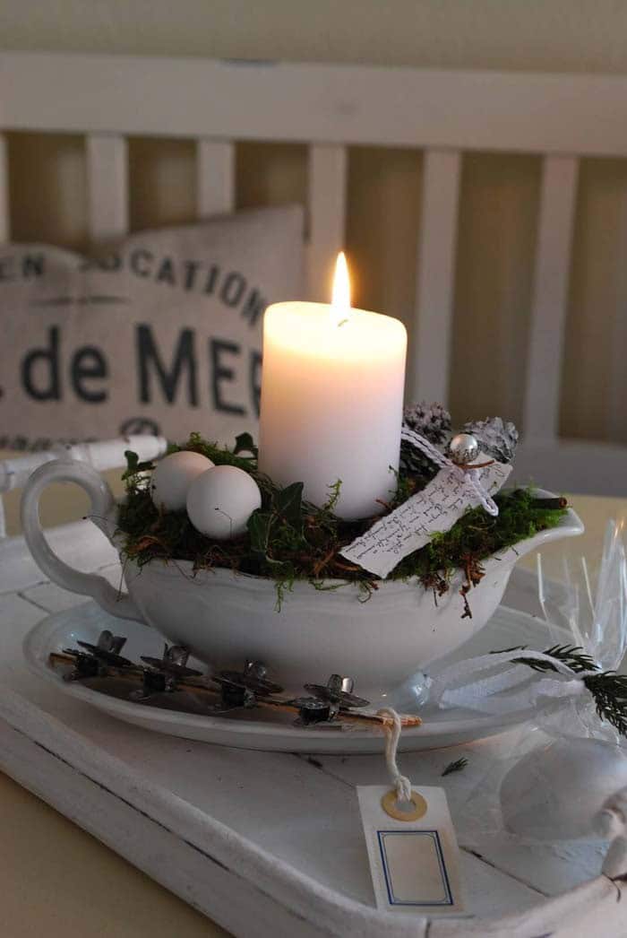 Repurposed Creamer Candle Display