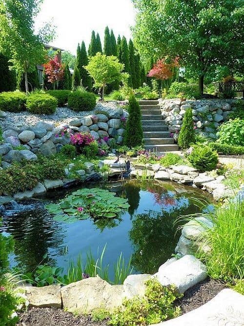 Pond Edged With Large Rocks