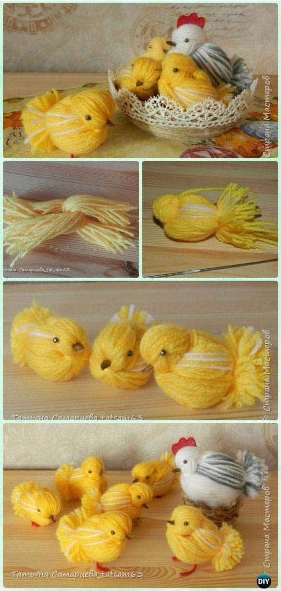 Create Cute Yarn Chicken for Your Easter Egg Basket