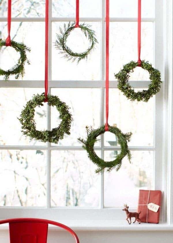 Uplift Kitchen Windows with Scandinavian Mini Wreaths