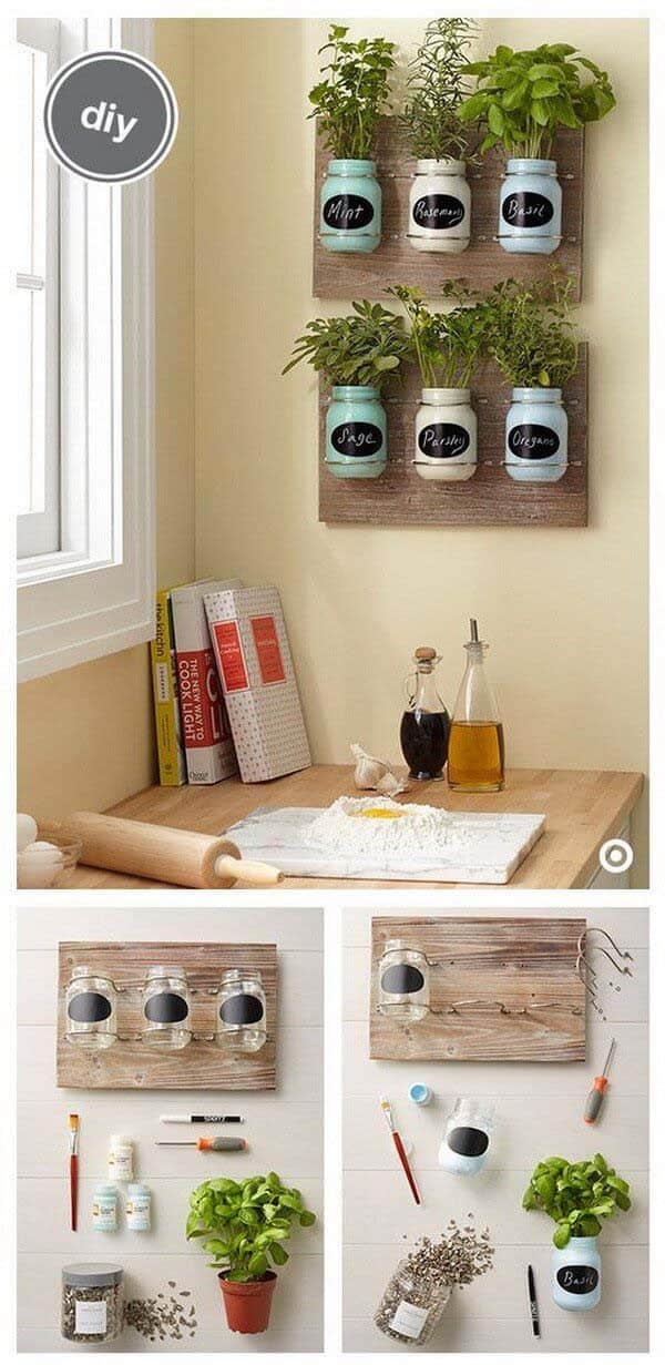 Mason Jar Kitchen Herb Planters