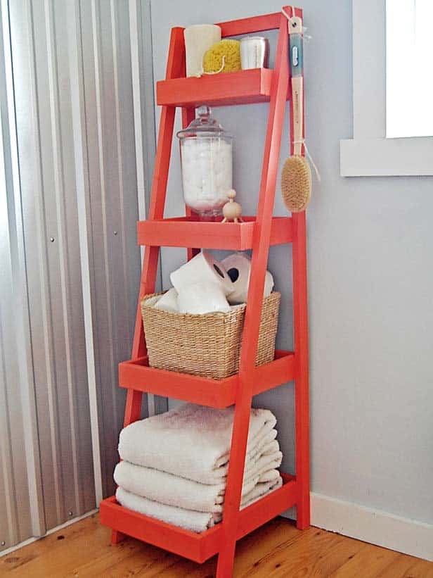 Build a Rustic Bathroom Storage Station with a Ladder