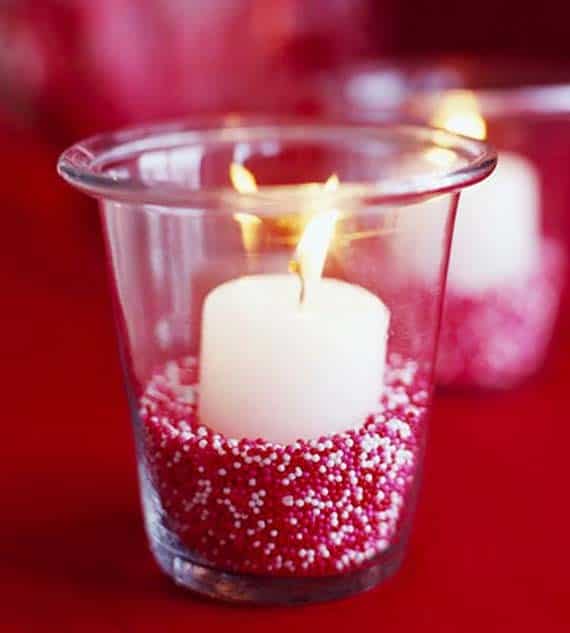 Decorate Your Candle Holders with Sprinkles for Valentine