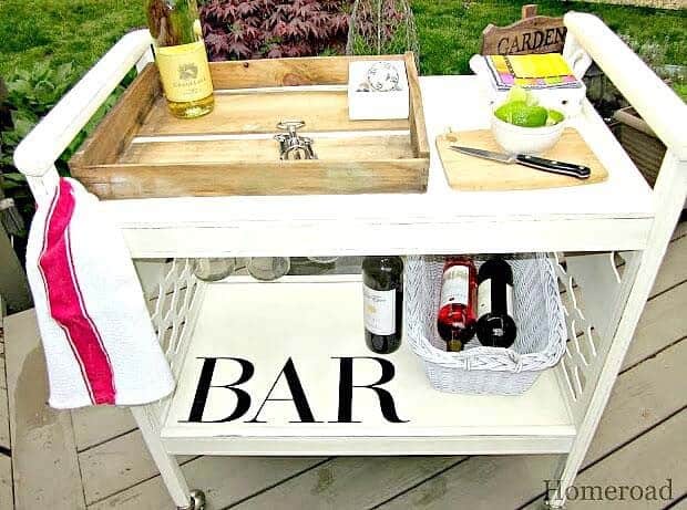 Rolling Wooden Upcycled Bar Cart