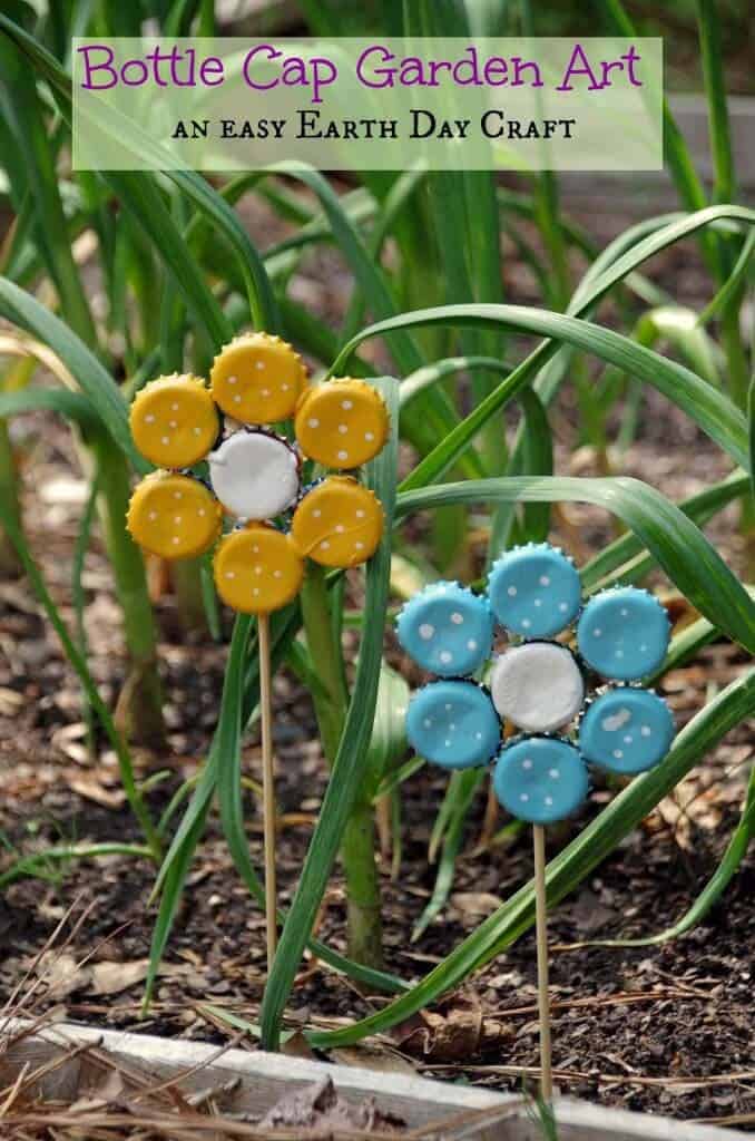 Repurpose Bottle Caps As Garden Flowers