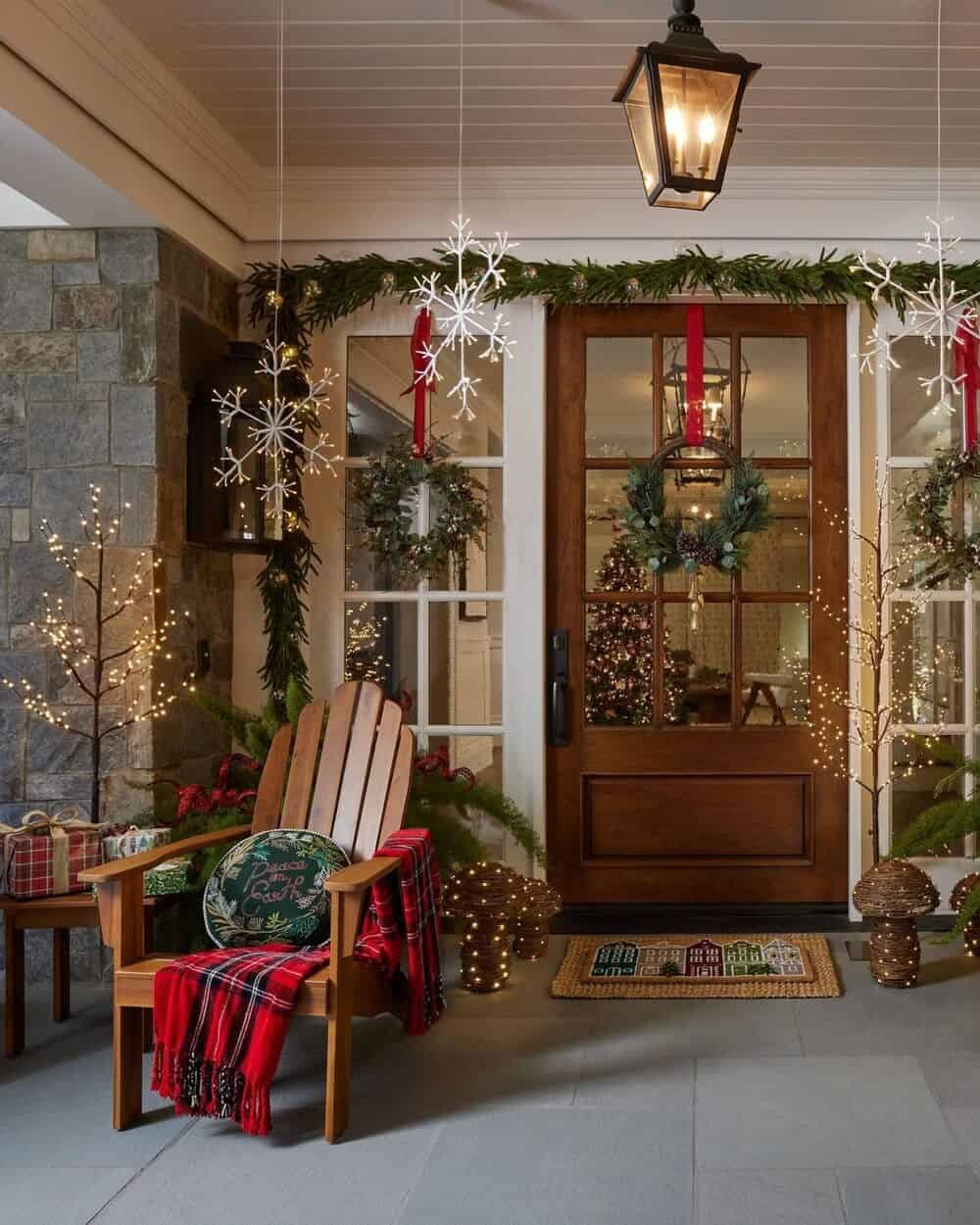 Porch Decor With Red Accents