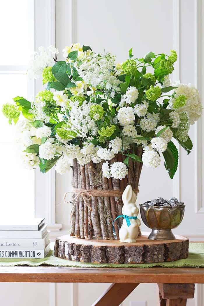 Make a Rustic Flower Vase with Twigs and Bunny Accent