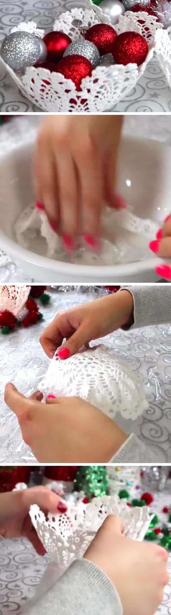 Snowflake Doily Baskets