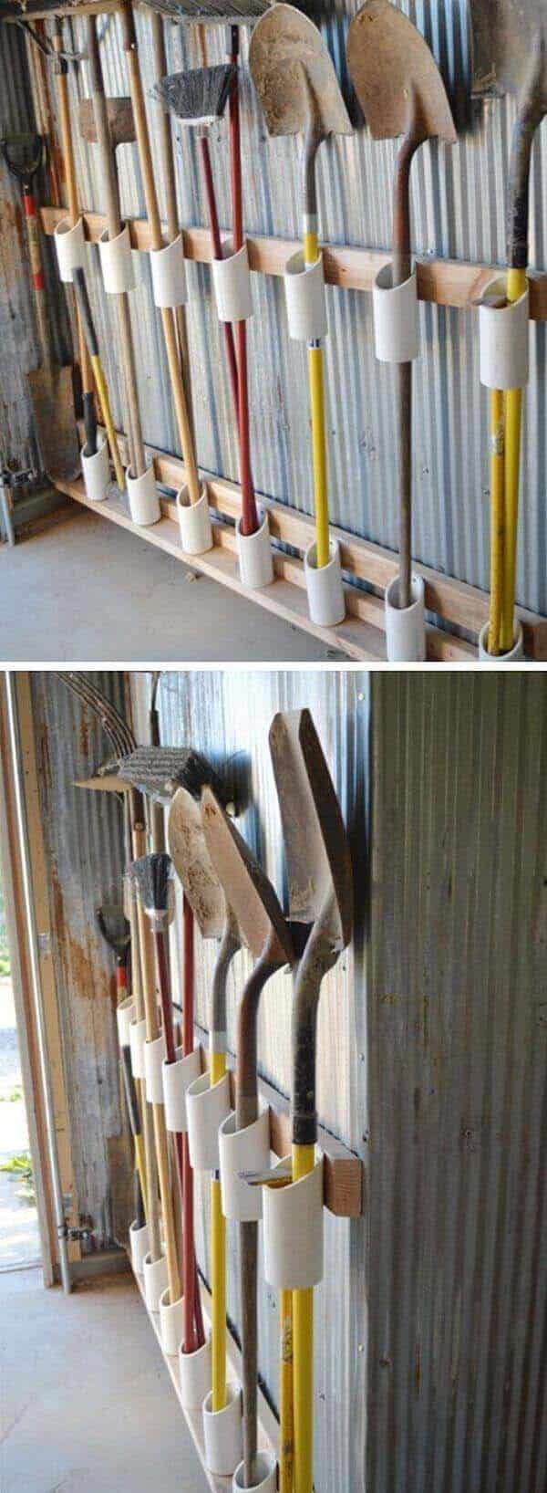 Utilize an Odd Wall with PVC Gutter Pieces for Garage Project