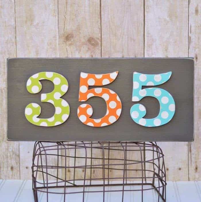 Polka Dot Numbers On A Wooden Plaque