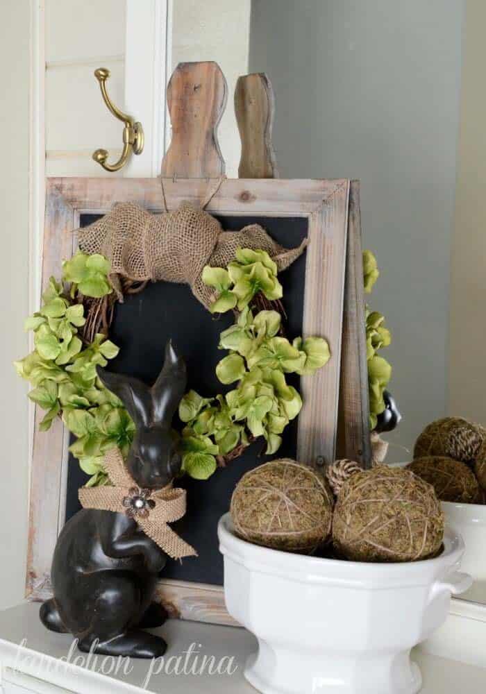 Rustic Twig Wreath with a Burlap and Bunny Accent