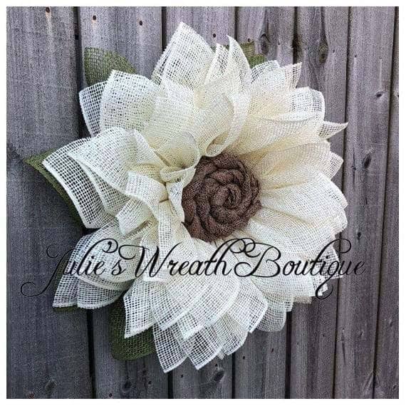 Realistic Burlap Sunflower Wreath for Summer Decor